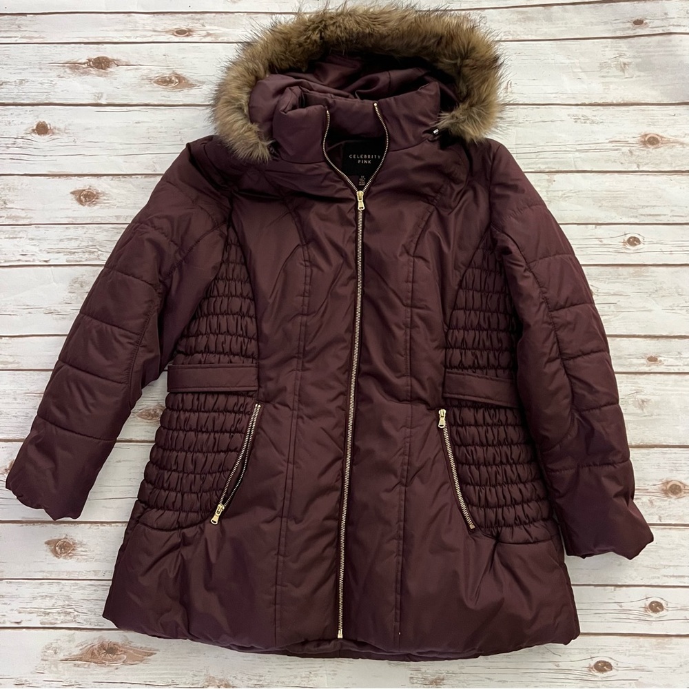 Maroon Fur Lined Puffer Jacket